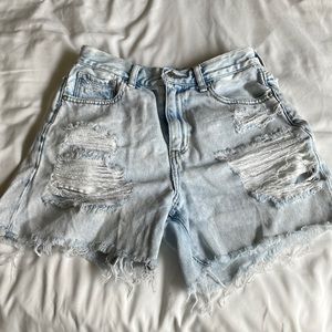 American eagle distressed mom shorts
